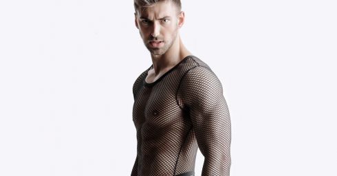 Toned Guy in Black Mesh Tee