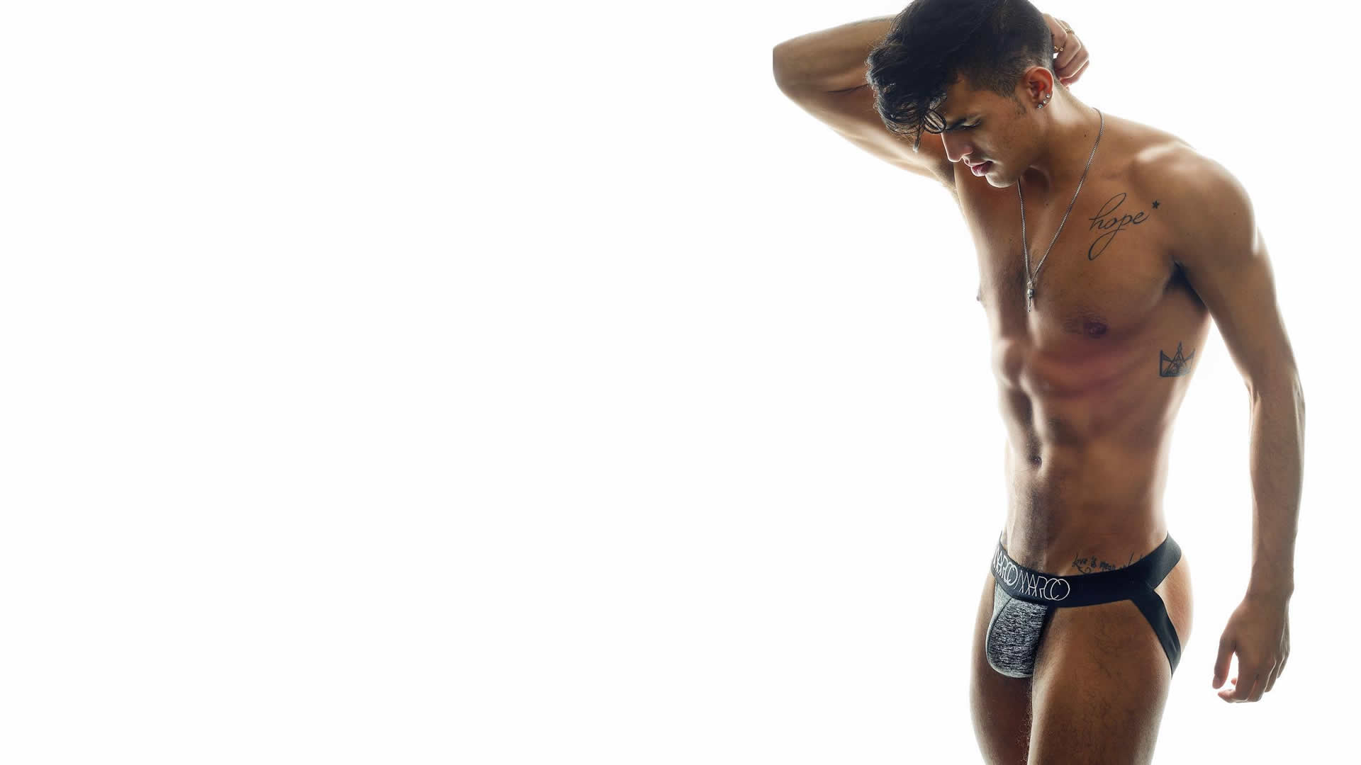 Fit Young Guy in Grey and Black Marco Marco Jockstrap