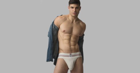 Athletic Young Guy in a White Jockstrap