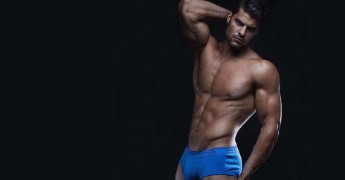 Muscular Hunk in Blue Calvin Klein Briefs