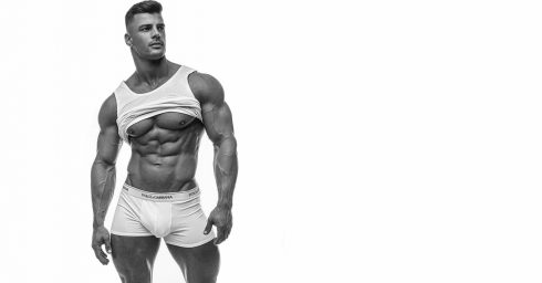 Black and White Bodybuilder in Dolce & Gabbana Boxer Briefs and a Tank Top