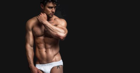 Young Hunk in White Calvin Klein Briefs