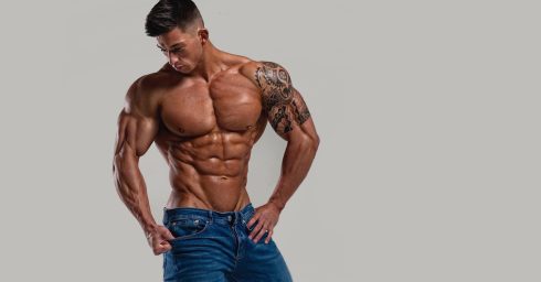 Young Bodybuilder Shirtless in Jeans