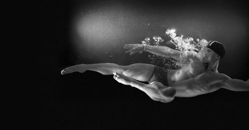 Black and White Swimmer Underwater