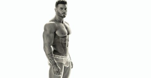 Black and White Muscular Stud in Modus Vivendi Briefs