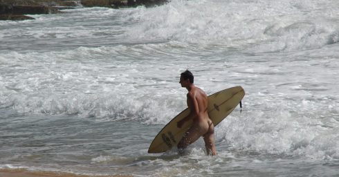 Rearview Naked Surfer