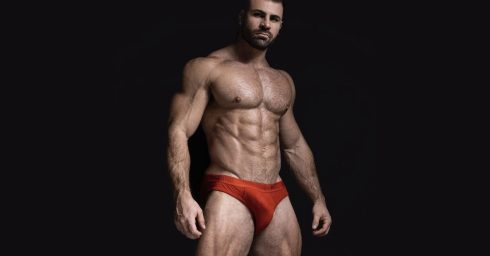 Athletic Hunk in Orange Briefs