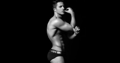 Black and White Fit Young Stud with a Nice Ass in Black Briefs