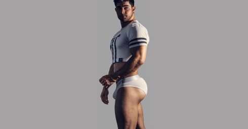 Muscular Young Stud with an Amazing Ass in a Crop Top and Calvin Klein Briefs