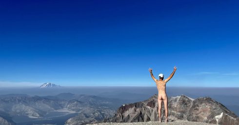 Rearview Naked on Mount St Helens