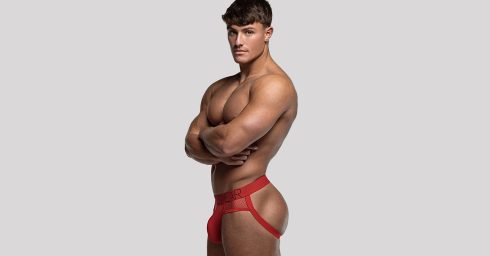 Muscular Young Guy in a Red Jockstrap