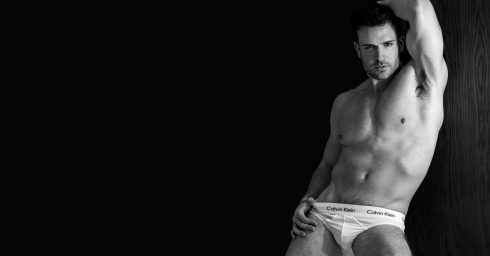 Black and White Young Hunk in Calvin Klein Briefs