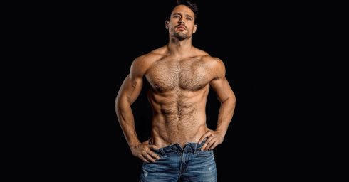 Athletic Young Hunk Shirtless in Jeans