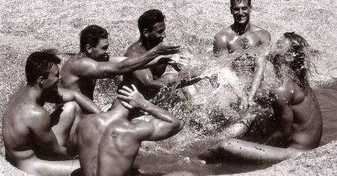 Black and White Six Guys Splashing Around