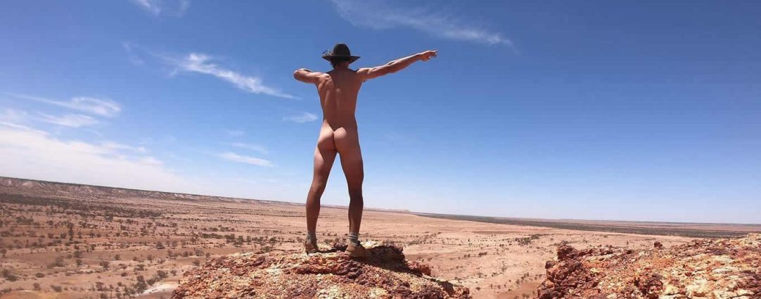 Rearview Naked Guy in the Australian Outback