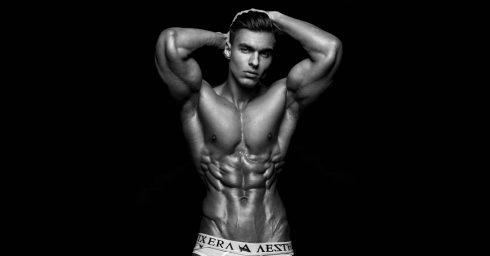 Black and White Ripped Guy in White Briefs