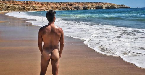 Rearview Naked at the Beach