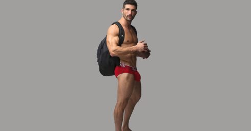 Athletic Guy in Red Baskit Briefs