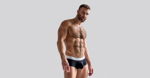 Athletic Hunk in Black Jack Adams Square Cut Briefs