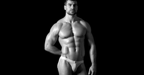 Black and White Athletic Young Hunk in a Jockstrap