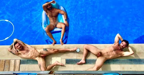 Full-Frontal Three Studs at the Pool