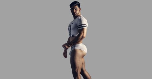 Muscular Stud with a Nice Ass in Calvin Klein Briefs and a Crop Top