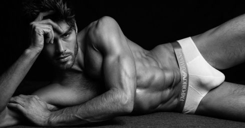 Black and White Fit Hunk in Armani Briefs