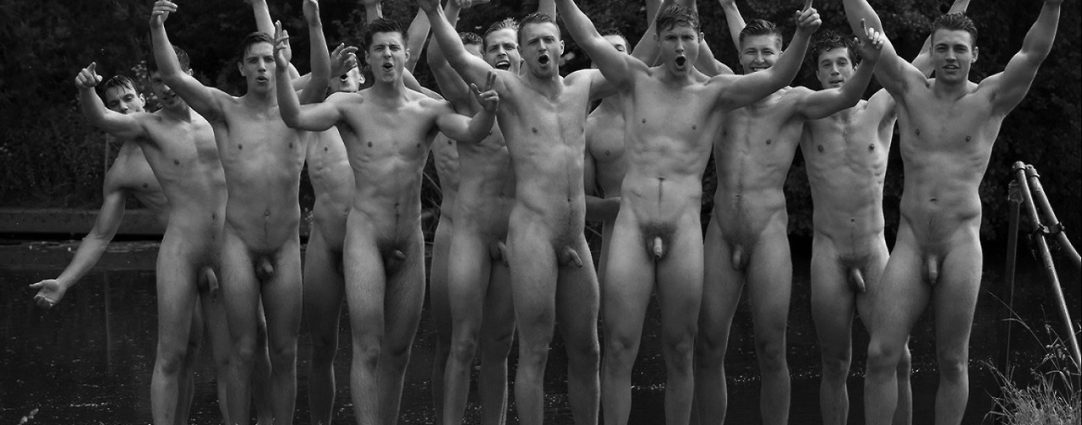 Full-Frontal Black and White a Bunch of Athletic Guys