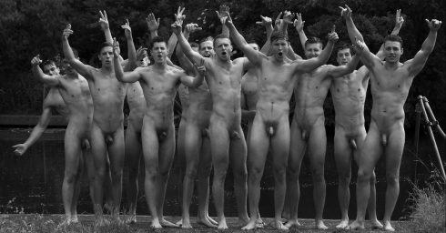 Full-Frontal Black and White a Bunch of Athletic Guys