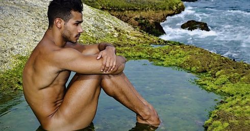 Fit Guy at the Edge of the Ocean