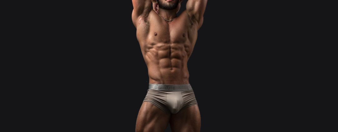 Ripped Young Stud in Grey Calvin Klein Boxer Briefs
