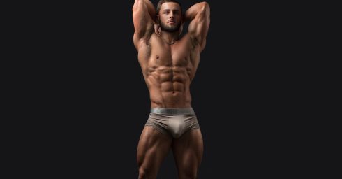 Ripped Young Stud in Grey Calvin Klein Boxer Briefs