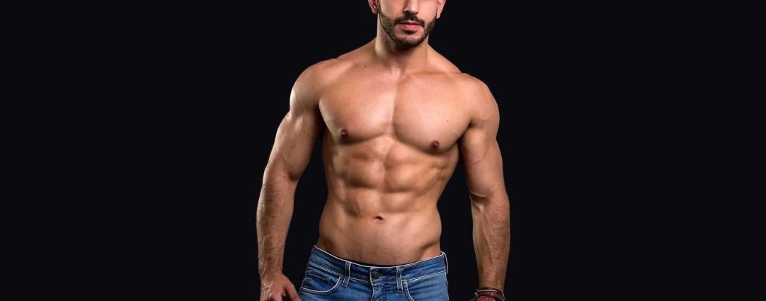 Athletic Young Stud Shirtless in Jeans