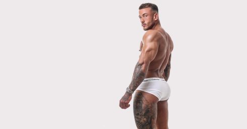 Muscular Hunk with a Great Ass in White Calvin Klein Briefs