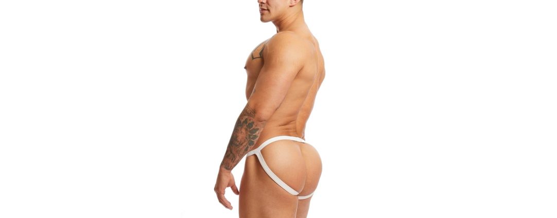 Rearview Young Hunk in a Jockstrap