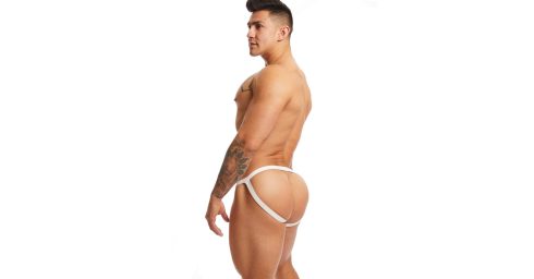 Rearview Young Hunk in a Jockstrap