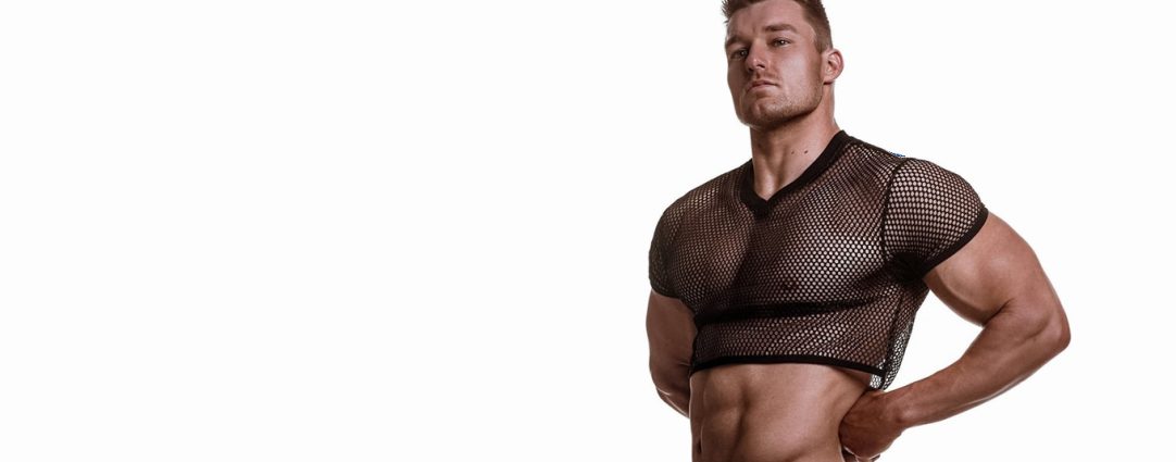 Athletic Hunk in a Mesh Crop Top