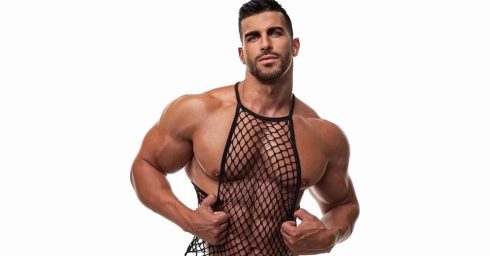 Muscular Stud in a Mesh Tank Top