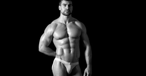 Black and White Muscular Guy in a Jockstrap
