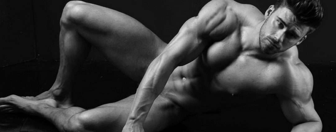 Black and White Muscular Stud Artistic Nude