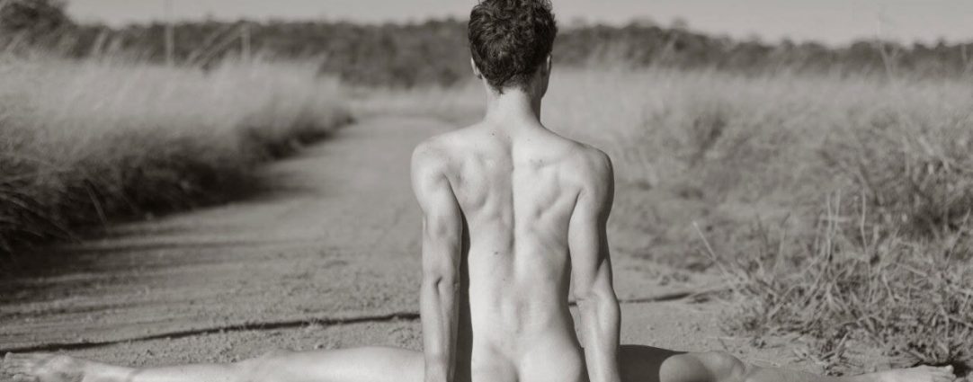 Black and White Rearview Naked Splits on a Dirt Road