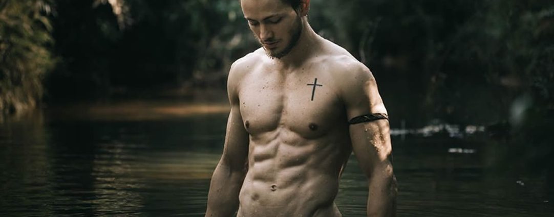 Fit Guy Naked in a Stream