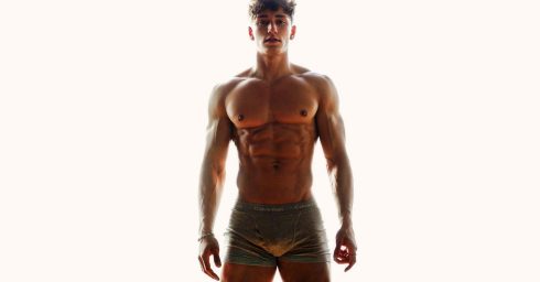 Ripped Young Stud in Grey Calvin Klein Boxer Briefs