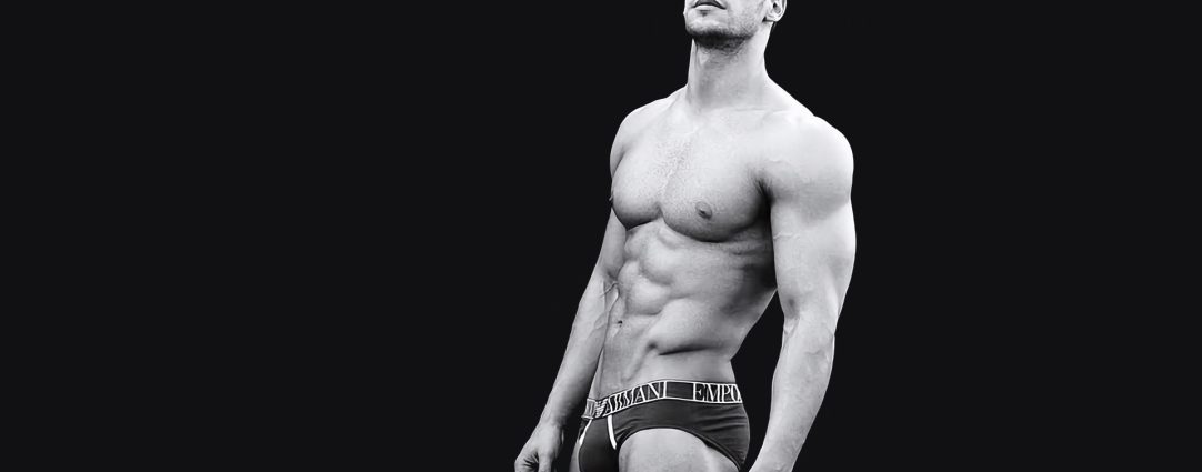Black and White Fit Guy in Armani Briefs
