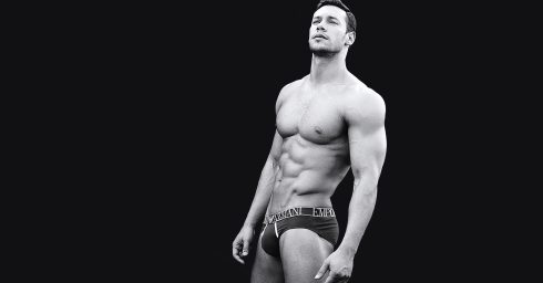Black and White Fit Guy in Armani Briefs