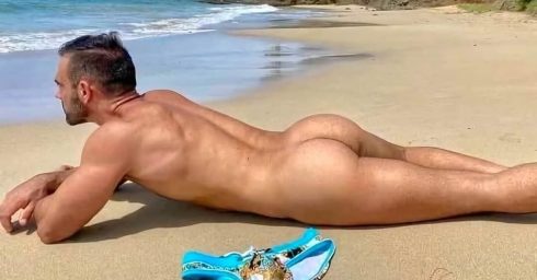 Rearview Naked Guy at the Beach