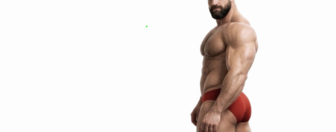 Muscular Hunk with a Nice Ass in a Red Bikini
