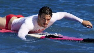 Fit Guy with a Nice Ass on a Surfboard