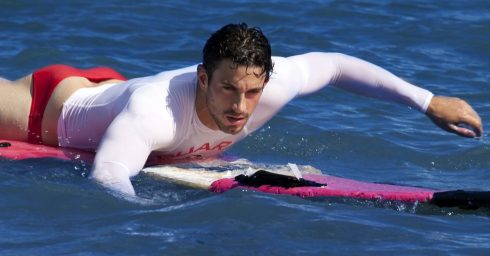 Fit Guy with a Nice Ass on a Surfboard