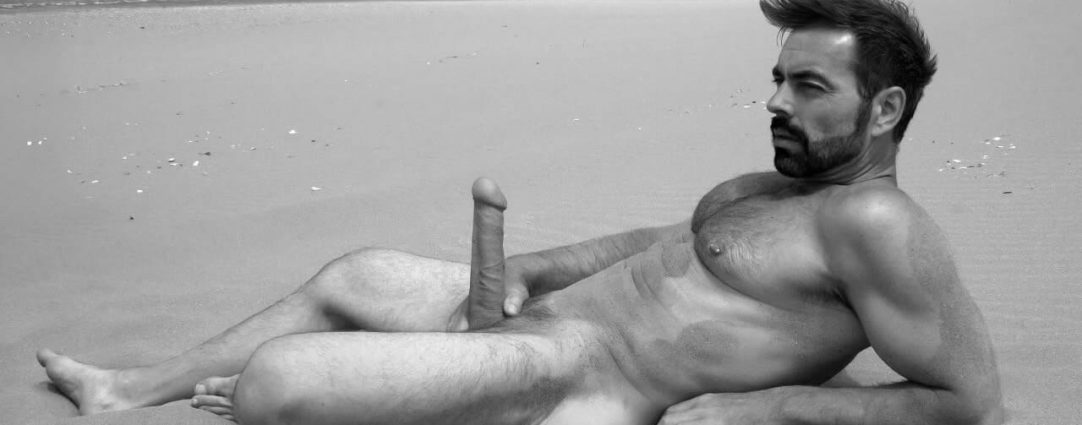 Black and White Hunk with a Hardon at the Beach
